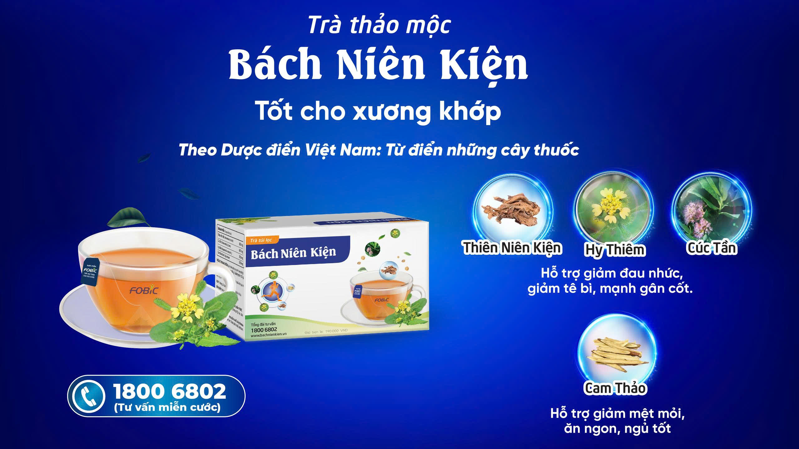  Trà thảo mộc Bách Niên Kiện gồm nhiều dược liệu quý